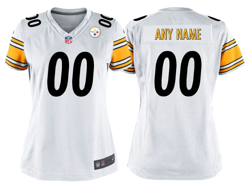 Women's Pittsburgh Steelers White Custom Game Jersey