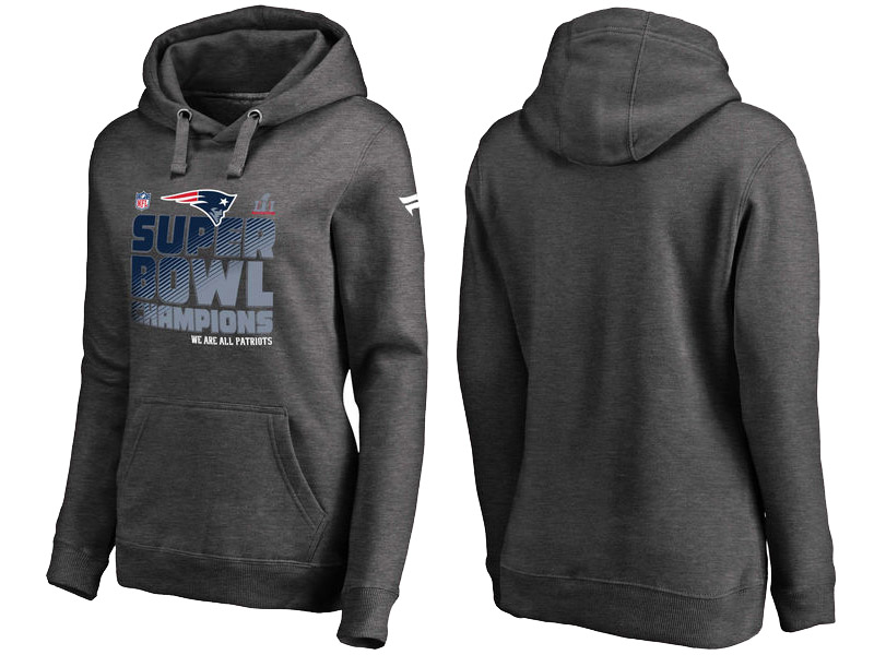 Women's Super Bowl LI Champions New England Patriots Gray Trophy Collection Locker Room Pullover Hoodie