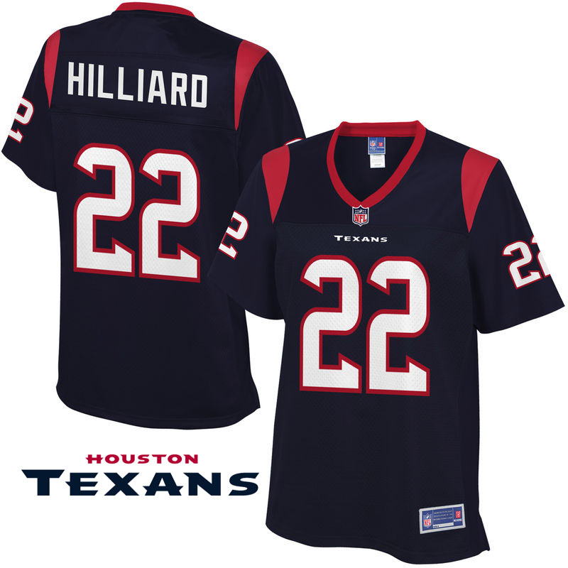 Women's Houston Texans #22 Kenny Hilliard Navy Pro Line Jersey