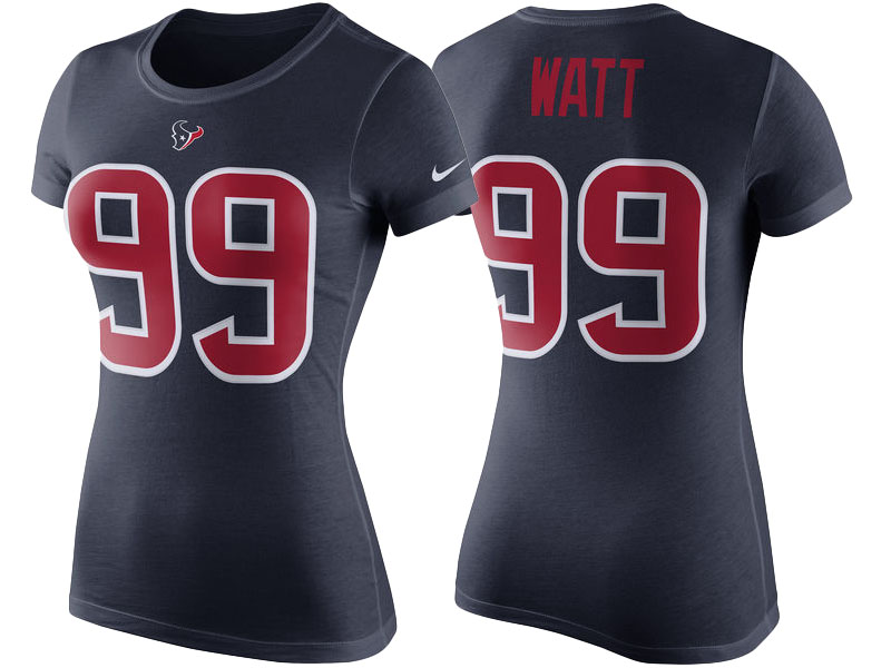 Women's Houston Texans #99 J.J. Watt Navy Player Pride Color Rush Name & Number T-Shirt