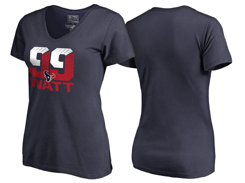 Women's Houston Texans Pro Line Navy Number & Name J.J. Watt Fans T-Shirt