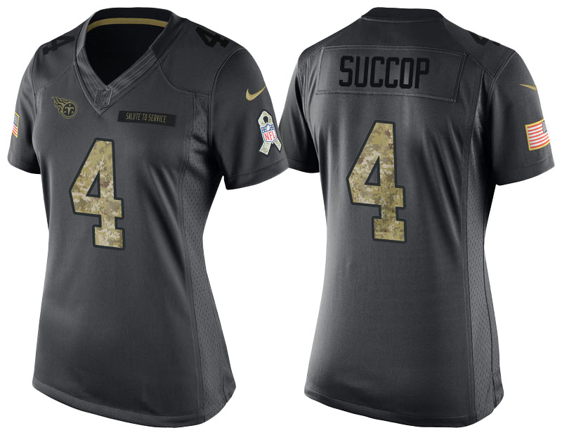 Women's Tennessee Titans #4 Ryan Succop Camo Anthracite 2016 Salute to Service Limited Jersey