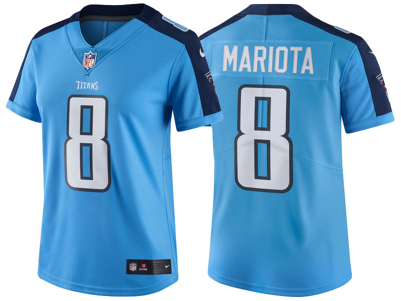 Women's Tennessee Titans #8 Marcus Mariota Light Blue Color Rush Limited Jersey