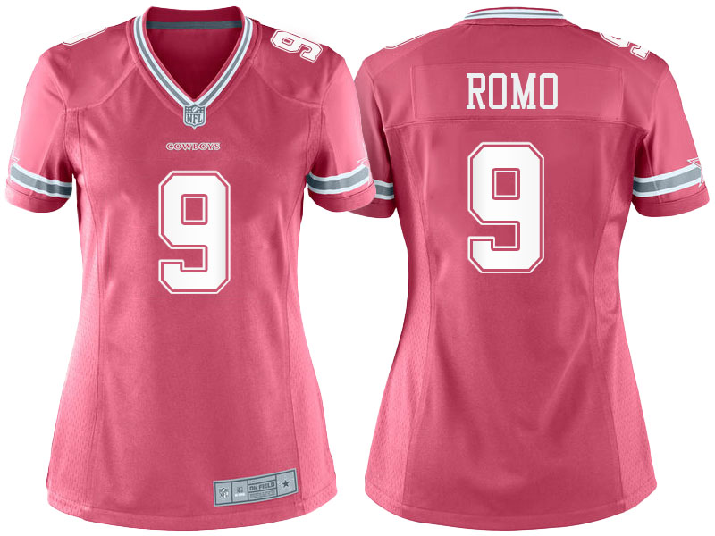 Women's Dallas Cowboys #9 Tony Romo Pink Game Jersey