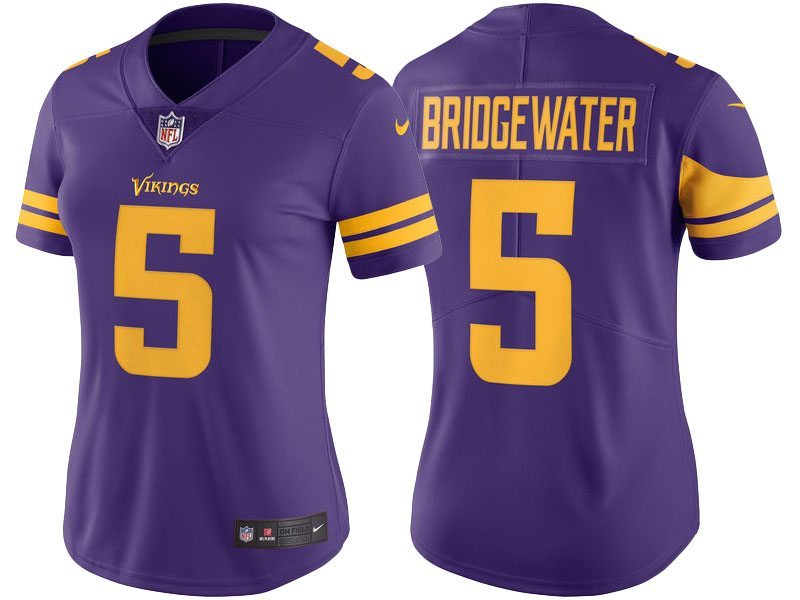 Women's Minnesota Vikings #5 Teddy Bridgewater Purple Color Rush Limited Jersey