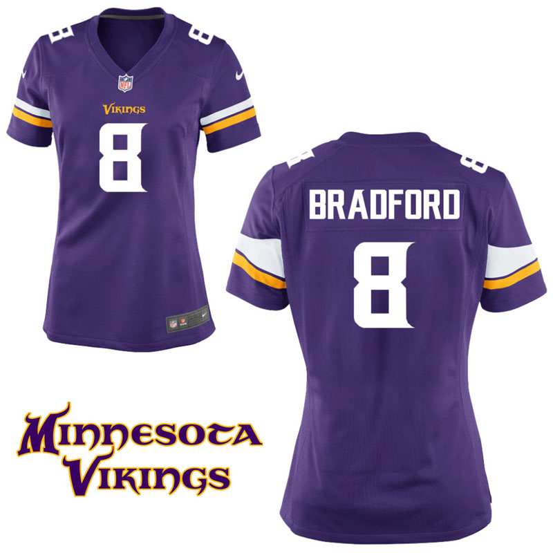 Women's Minnesota Vikings #8 Sam Bradford Purple Game Jersey