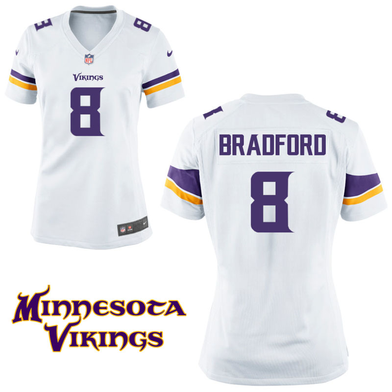 Women's Minnesota Vikings #8 Sam Bradford White Game Jersey