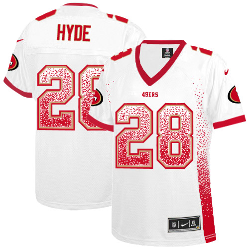 Women's San Francisco 49ers #28 Carlos Hyde White Drift Fashion Jersey