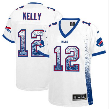 Women's Buffalo Bills #12 Jim Kelly White Drift Fashion Jersey