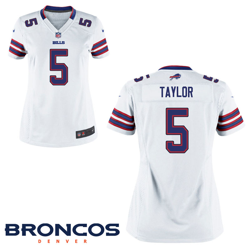 Women Buffalo Bills #5 Tyrod Taylor White Game Jersey