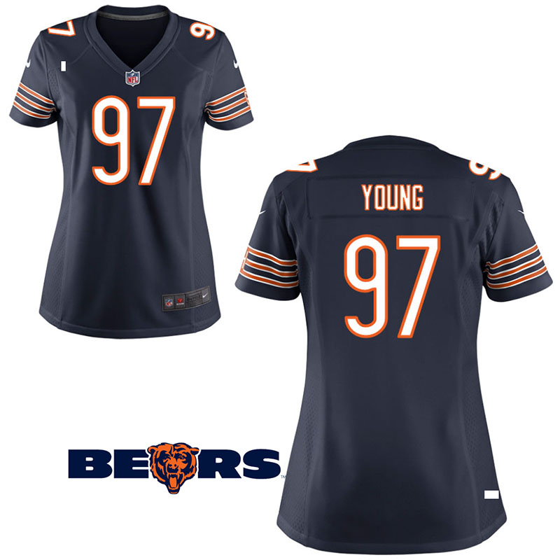 Women Chicago Bears #97 Willie Young Navy Game Jersey