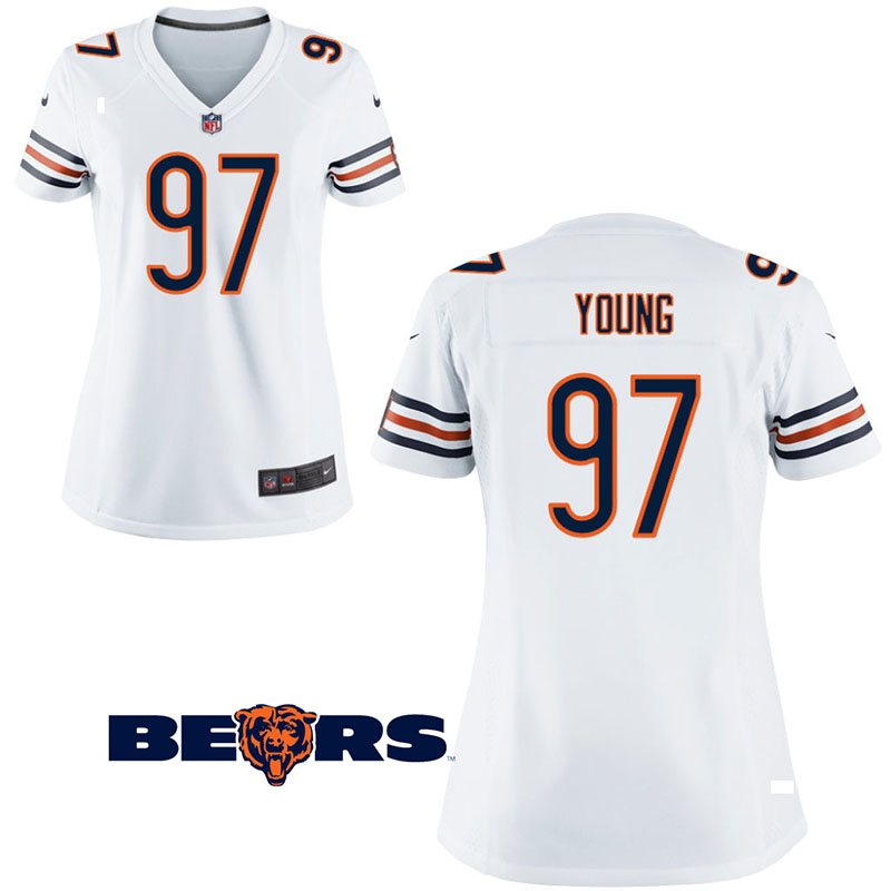 Women Chicago Bears #97 Willie Young White Game Jersey