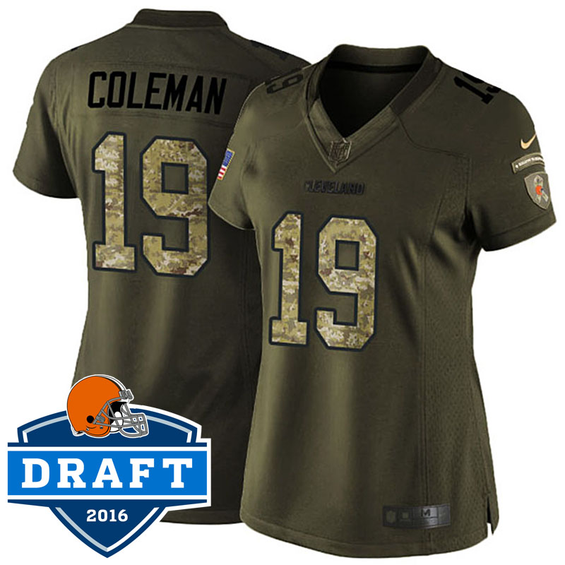 Womens Cleveland Browns #19 Corey Coleman Green Salute To Service Jersey