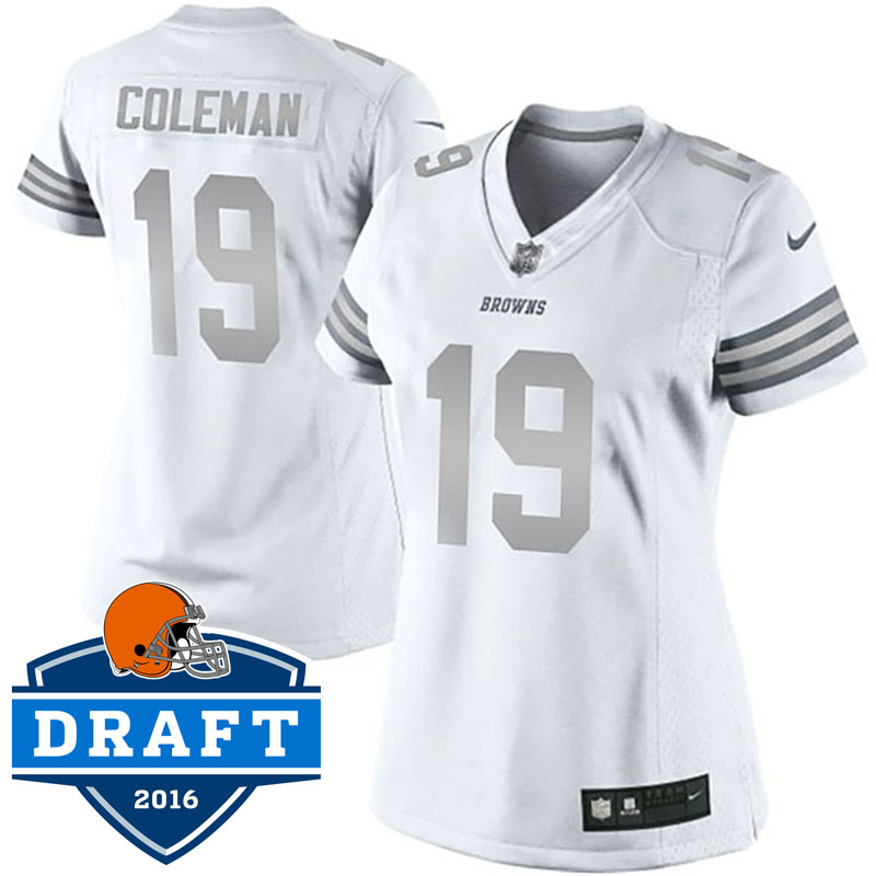 Womens Cleveland Browns #19 Corey Coleman White Platinum Limited Jersey