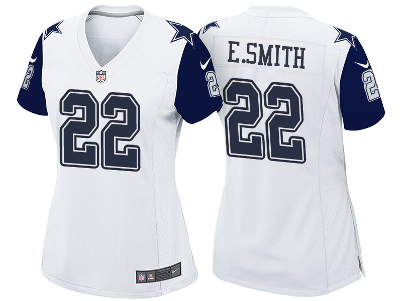 Women's Dallas Cowboys #22 Emmitt Smith White Color Rush Limited Jersey