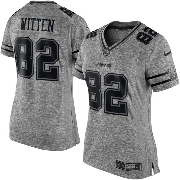 Women's Dallas Cowboys #82 Jason Witten Gridiron Gray Limited Jersey