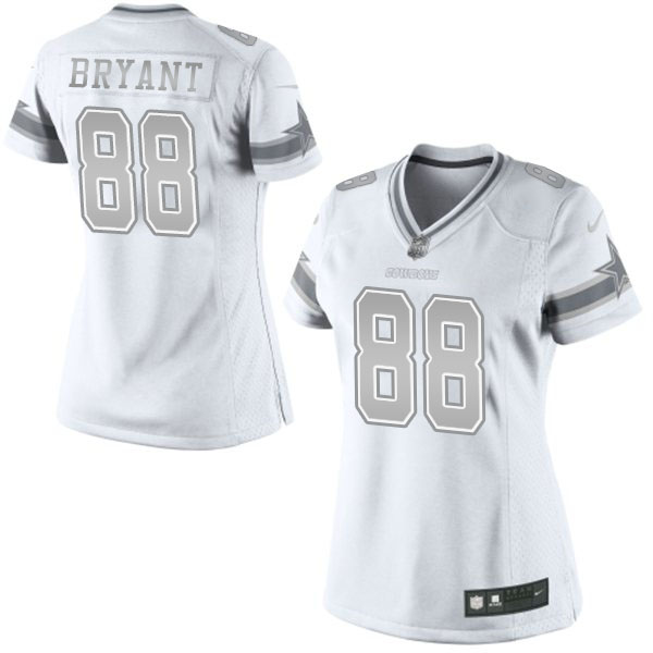 Women's Dallas Cowboys #88 Dez Bryant White Platinum Limited Jersey