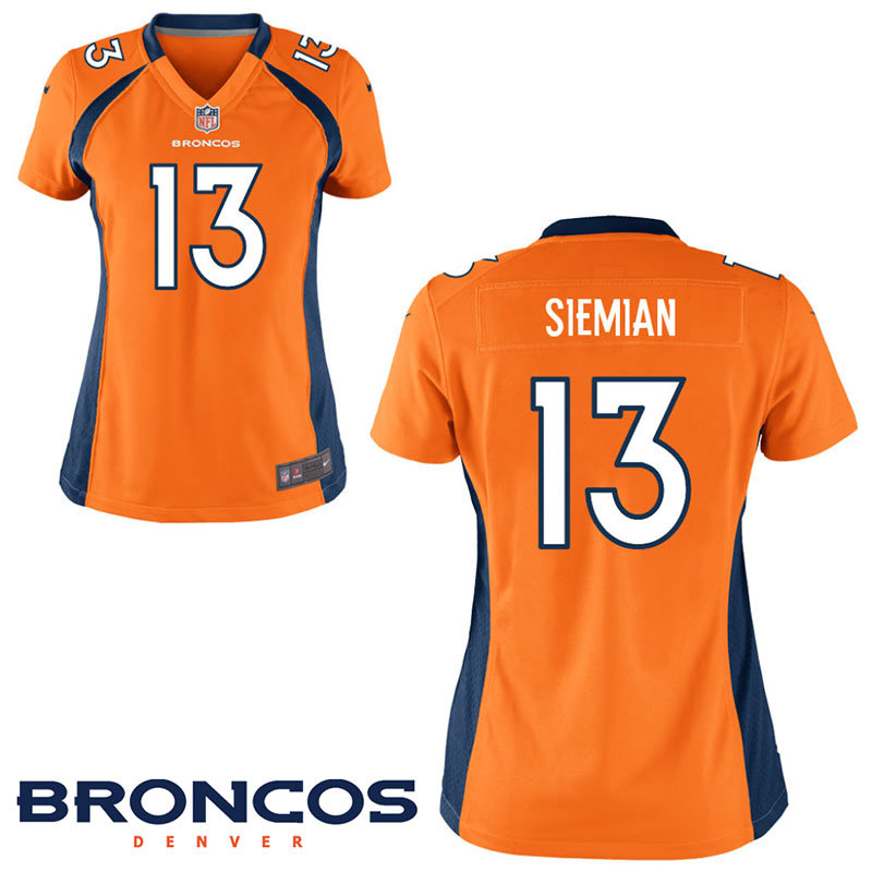 Women Denver Broncos #13 Trevor Siemian Orange Game Jersey