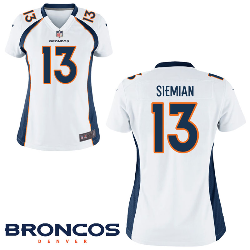 Women Denver Broncos #13 Trevor Siemian White Game Jersey