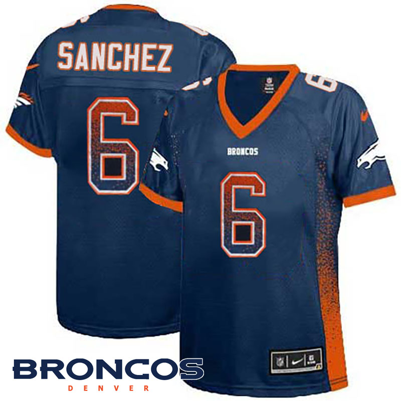 Women Denver Broncos #6 Mark Sanchez Navy Jersey