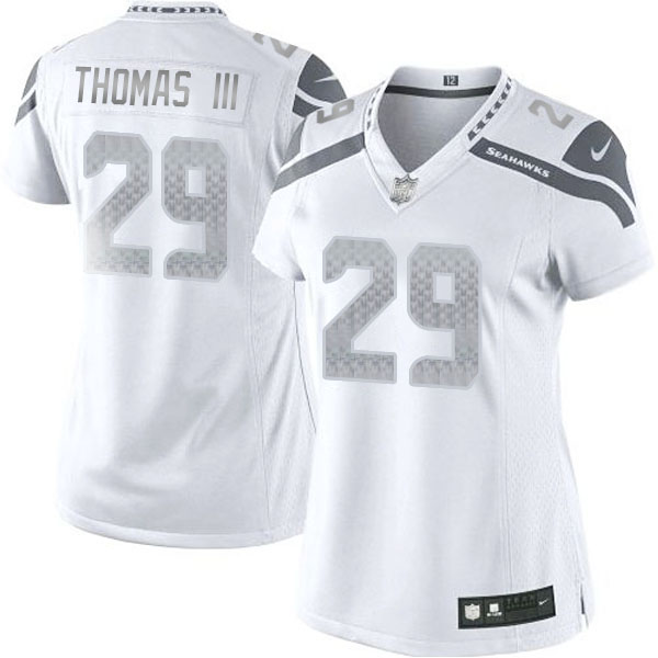 Women's Seattle Seahawks #29 Earl Thomas III Nike White Platinum Jersey