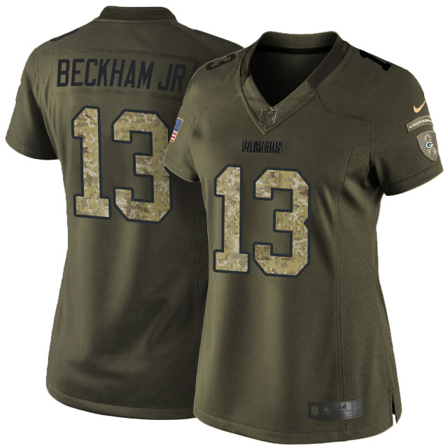 Women's New York Giants #13 Odell Beckham Jr Green Camo Salute To Service Limited Jersey