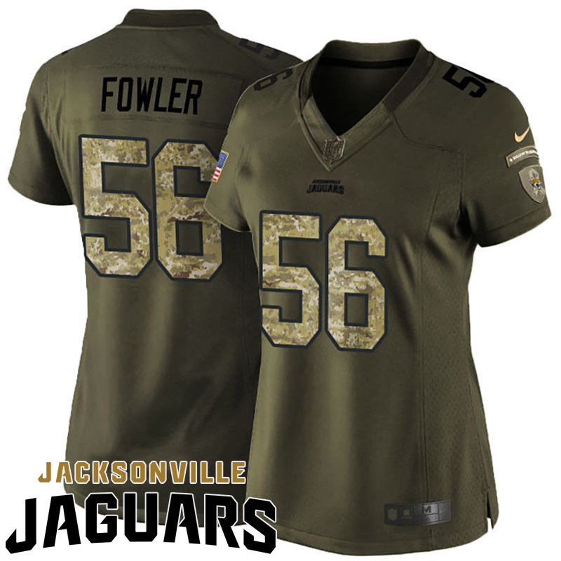 Women Jacksonville Jaguars #56 Dante Fowler Green Salute To Service Jersey