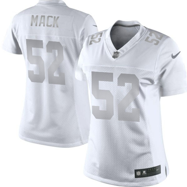 Womens Oakland Raiders #52 Khalil Mack White Platinum Limited Jersey