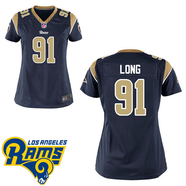 Women's Los Angeles Rams #91 Chris Long Navy Blue Game Jersey