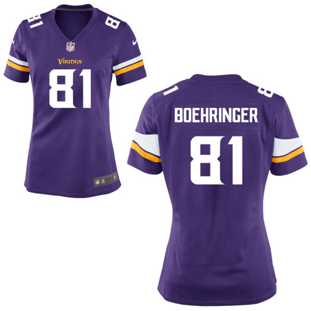 Women's 2016 New Season Minnesota Vikings #81 Moritz Boehringer Purple Game Jersey