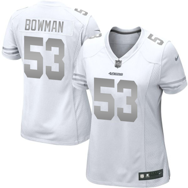 Women's San Francisco 49ers #53 NaVorro Bowman Nike White Platinum Jersey