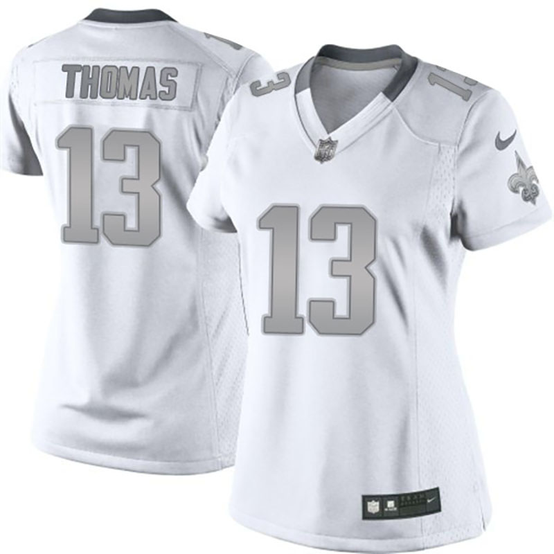 Women New Orleans Saints #13 Michael Thomas White Platinum Limited Jersey