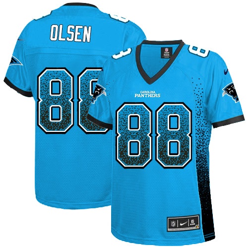 Women's Carolina Panthers #88 Greg Olsen Blue Drift Fashion Jersey