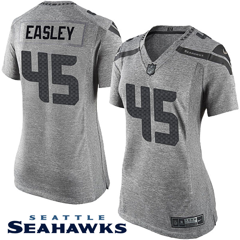 Women Seattle Seahawks #45 Kenny Easley Gray Gridiron Limited Jersey