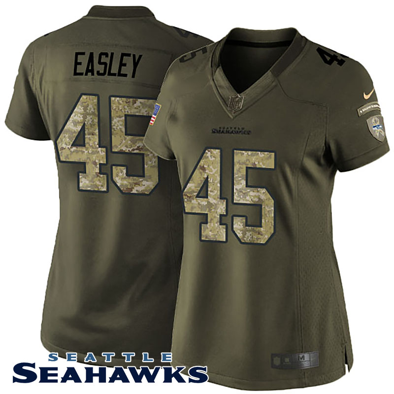 Women Seattle Seahawks #45 Kenny Easley Green Salute To Service Jersey