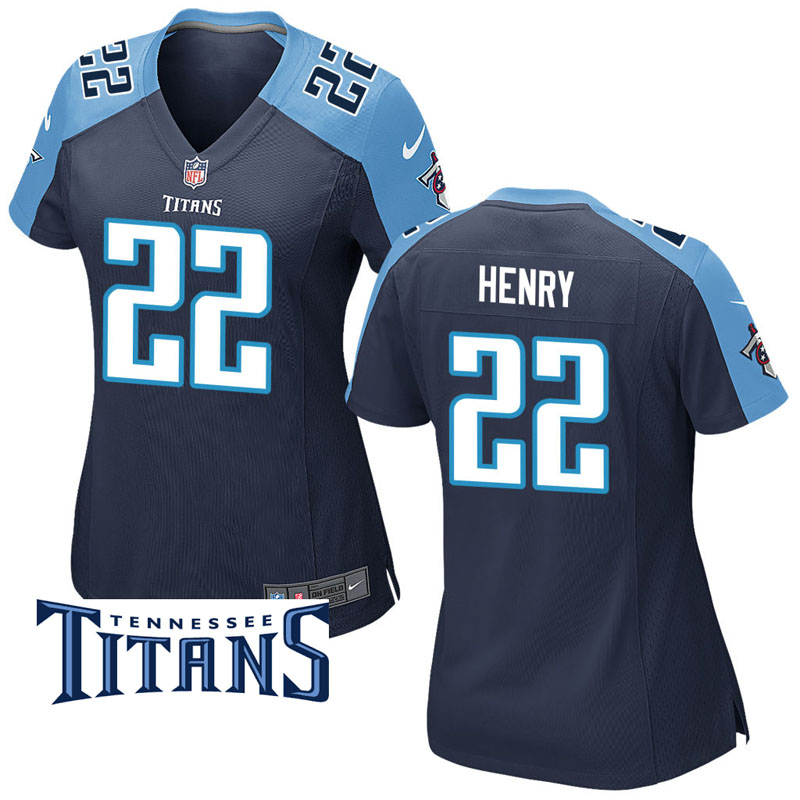 Women Tennessee Titans #22 Derrick Henry Navy Game Jersey