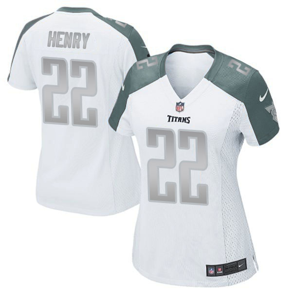 Women Tennessee Titans #22 Derrick Henry White Platinum Limited Jersey