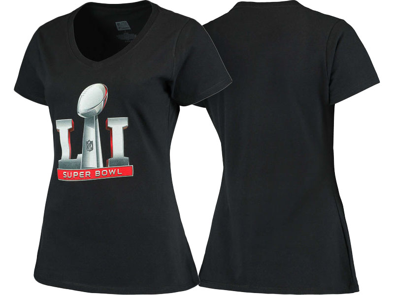 Women's Super Bowl LI Houston Texans Black Primary Logo V-Neck T-Shirt