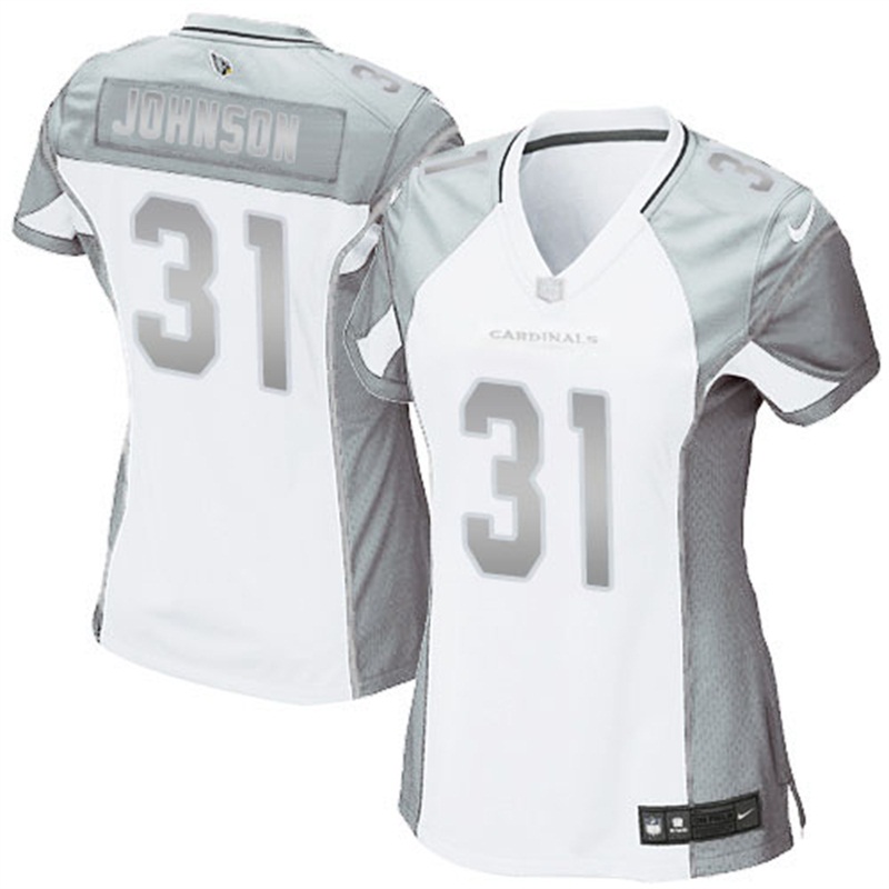 Women Arizona Cardinals #31 David Johnson White Platinum Limited Jersey