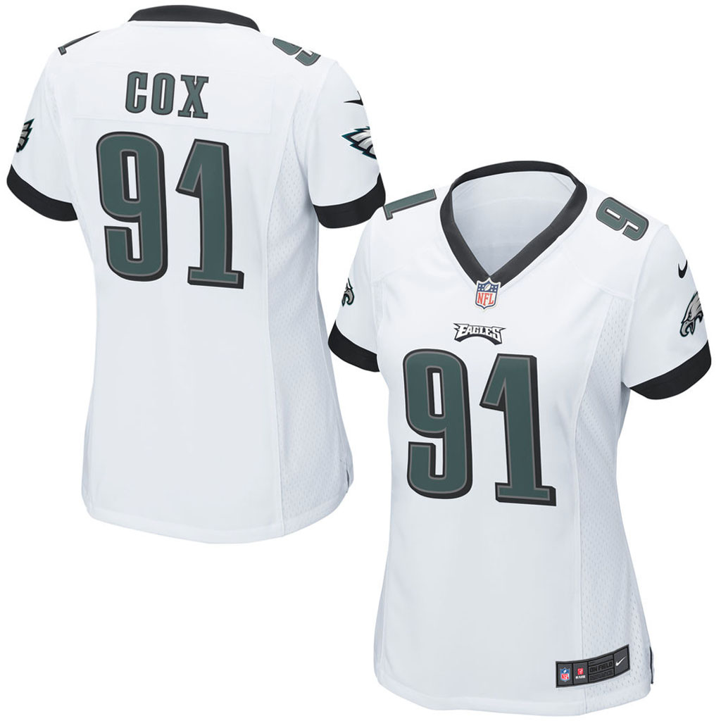 Women Philadelphia Eagles #91 Fletcher Cox White Game Jersey