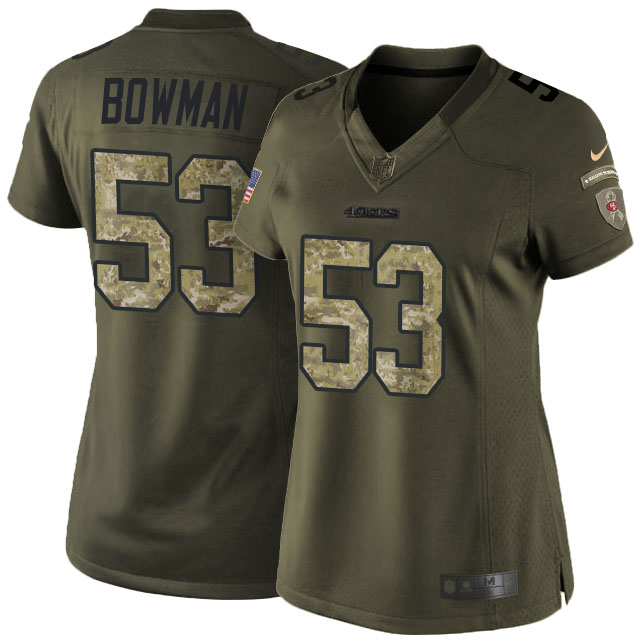 Women's San Francisco 49ers #53 NaVorro Bowman Green Salute To Service Limited Jersey