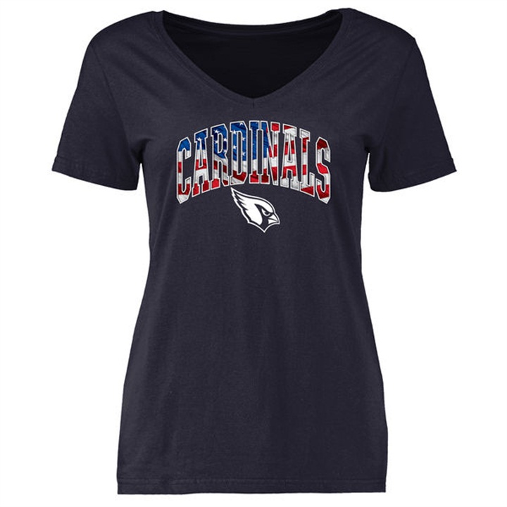 Womens Arizona Cardinals Pro Line Navy Banner Wave T-shirt