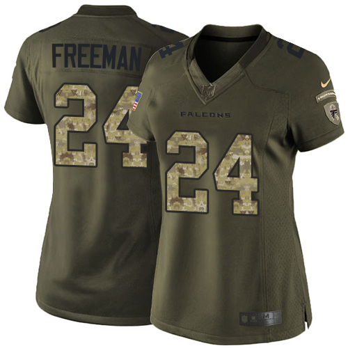 Women's Atlanta Falcons #24 Devonta Freeman Green Camo Salute To Service Limited Jersey