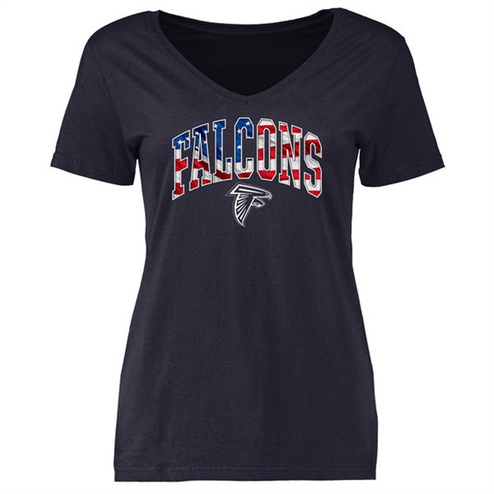 Womens Atlanta Falcons Pro Line Navy Banner Wave T-shirt