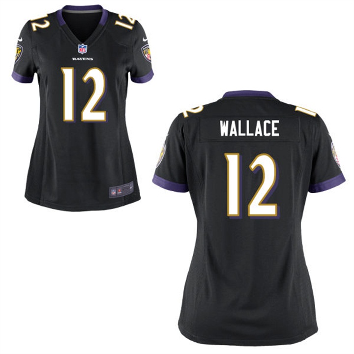 Womens Baltimore Ravens #12 Mike Wallace Black Game Jersey