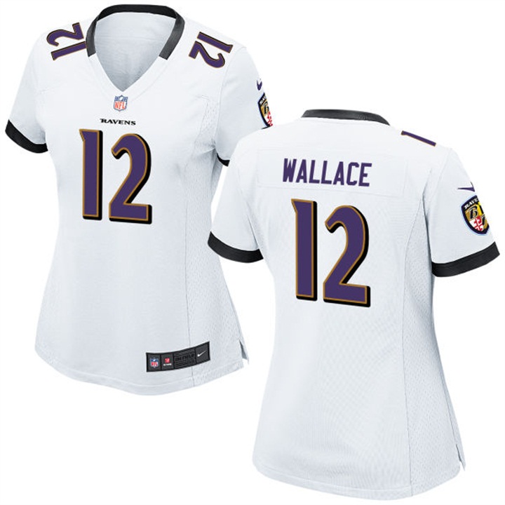 Womens Baltimore Ravens #12 Mike Wallace White Game Jersey