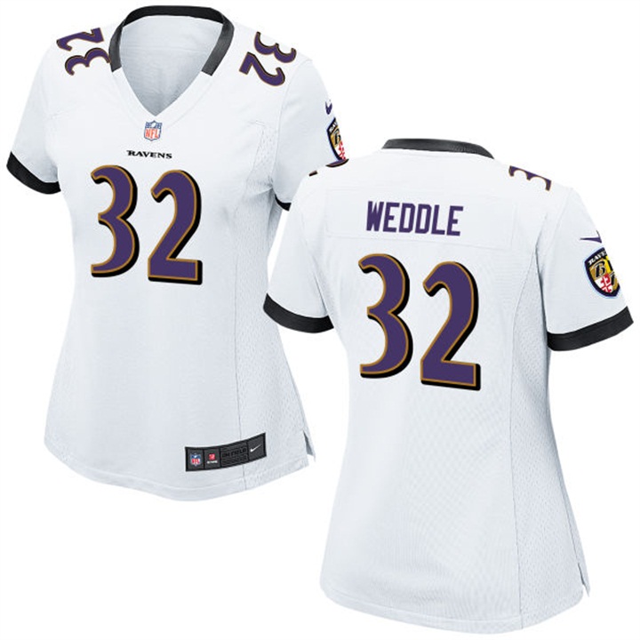 Womens Baltimore Ravens #32 Eric Weddle White Game Jersey