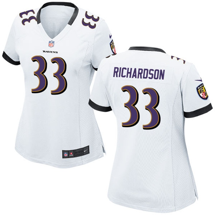 Womens Baltimore Ravens #33 Trent Richardson White Game Jersey