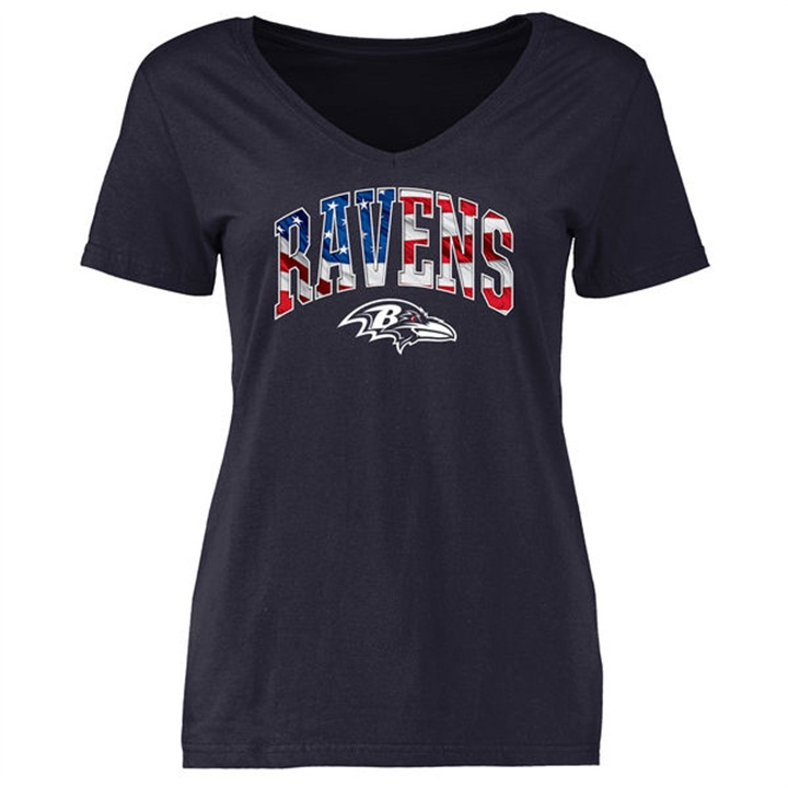 Womens Baltimore Ravens Pro Line Navy Banner Wave T-shirt