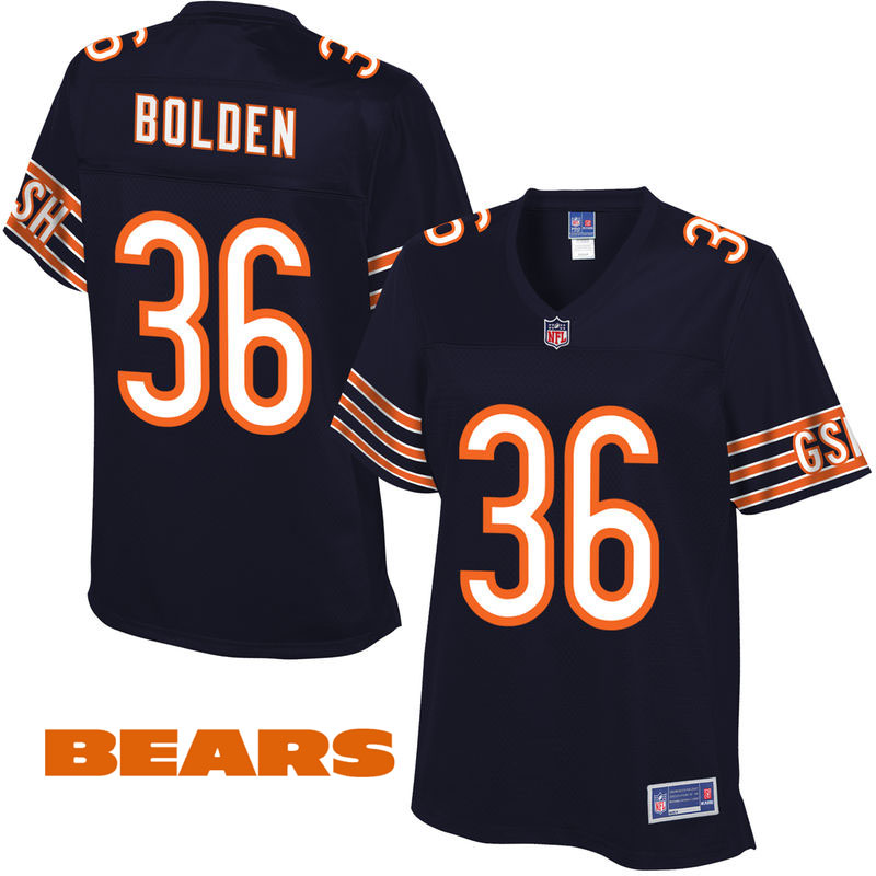 Womens Chicago Bears #36 Omar Bolden Navy Pro Line Player Jersey